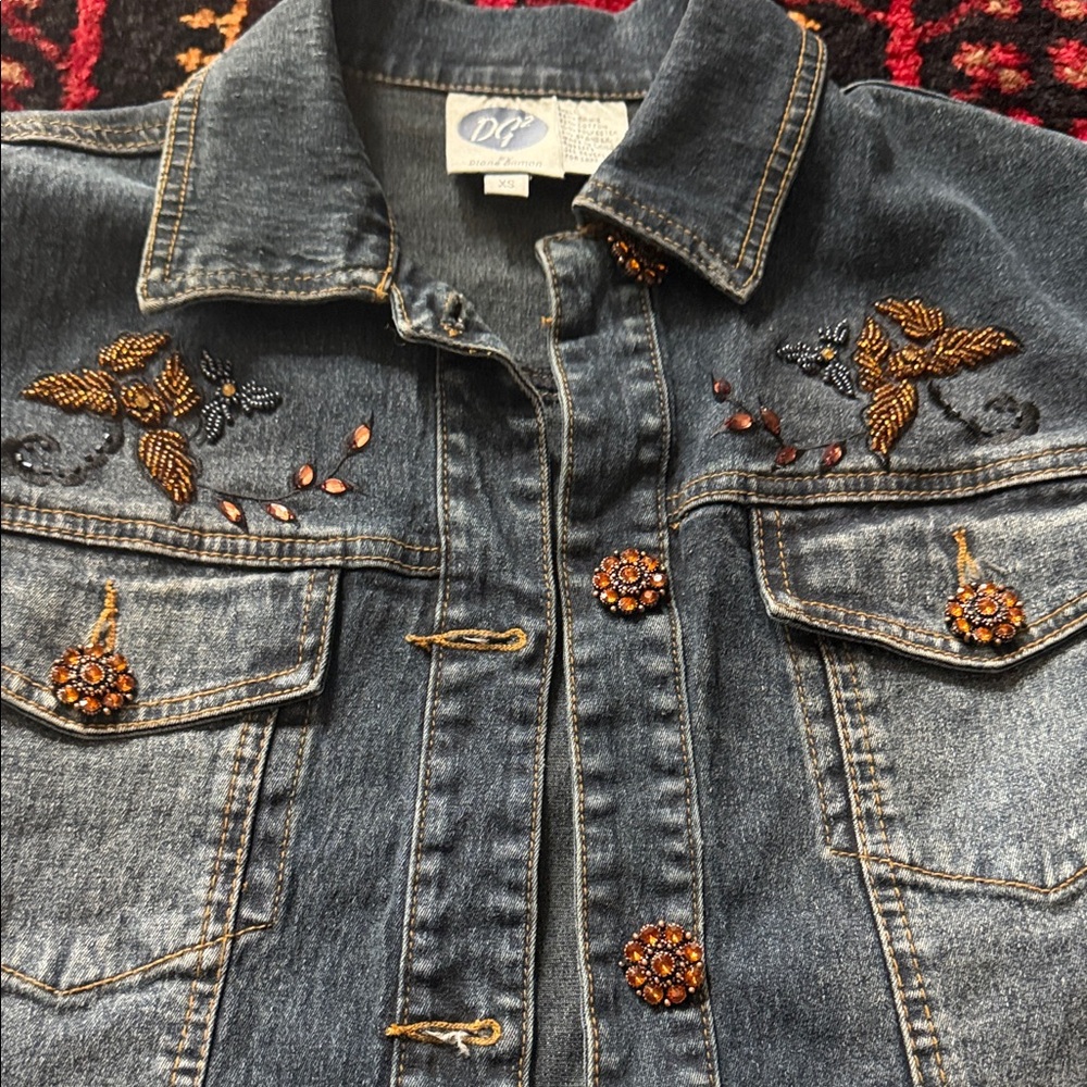 DG2 by Diane Gilman Embellished Blue Jean Jacket